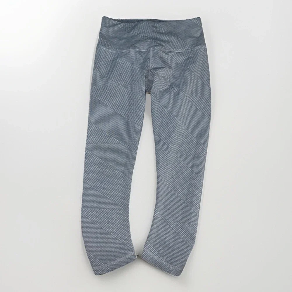 Prana NWOT Gray Ribbed Pattern Leggings Capri Cropped XS Athletic